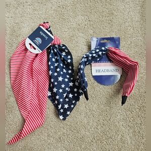 Patriotic Headband And Scrunchie. NWT. One Size